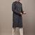 Men’s dark grey embroidered kurta pyjama set