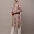 Men’s beige printed kurta pyjama set