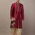Men’s maroon embroidered kurta with contrast threadwork & decorative motif kurta pyjama set