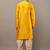 Men’s yellow embroidered kurta with contrast threadwork & decorative motif kurta pyjama set