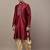 Men’s maroon embroidered kurta with contrast threadwork & decorative motif kurta pyjama set