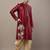 Men’s maroon embroidered kurta with contrast threadwork & decorative motif kurta pyjama set