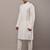 Men’s white textured embroidered kurta pyjama set