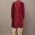Men’s maroon embroidered kurta with contrast threadwork & decorative motif kurta pyjama set