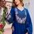 Floral embroidered pure cotton round neck kurta trouser & dupatta set
