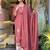 Floral embroidered pure cotton round neck kurta trouser & dupatta set