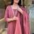 Floral embroidered pure cotton round neck kurta trouser & dupatta set