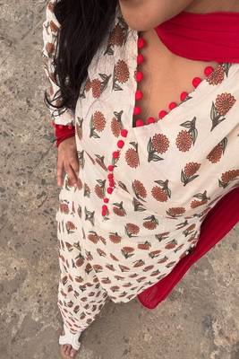 off white floral print cotton kurta set 3