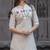 Floral embroidered pure cotton round neck kurta & trouser set