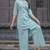 Floral embroidered pure cotton round neck kurta & trouser set