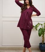 Floral printed pure cotton v neck co-ord set