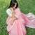 Baby pink soft linen slub jacuard work designer saree with blouse