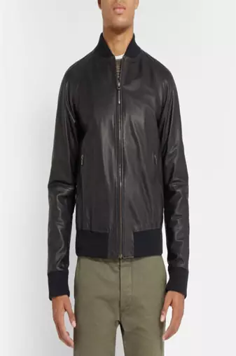 Men’s black genuine lambskin leather jacket – ribb collar &  ribb hand style