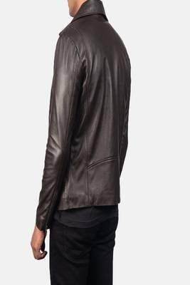 men's dark brown lambskin leather biker jacket asymmetrical zip closure 4
