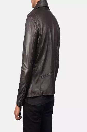 men's dark brown lambskin leather biker jacket asymmetrical zip closure