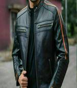 men's black lambskin leather biker jacket classic zip up style exclusive