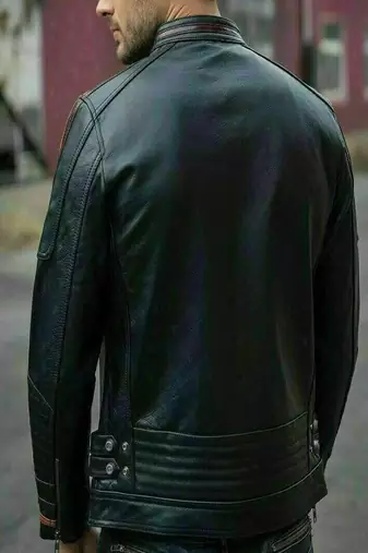 men's black lambskin leather biker jacket classic zip up style exclusive