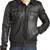 men's black lambskin leather jacket -shirt-collar straight center zipper style