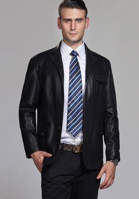 men's black lambskin leather blazer jacket classic zip up style 3