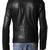 Men’s black lambskin  leather jacket  – stylish straight zipper style