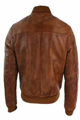 men's brown lambskin leather bomber jacket classic zip front style 3