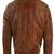 Men’s brown leather bomber jacket-center front zipper closure style