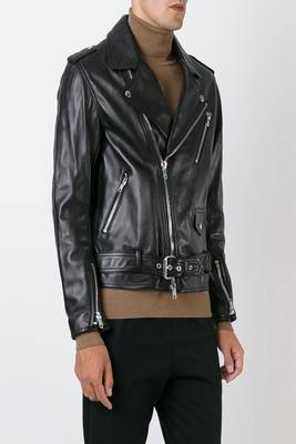 men's black premium lambskin leather jacket adjustable belted waist premium 1