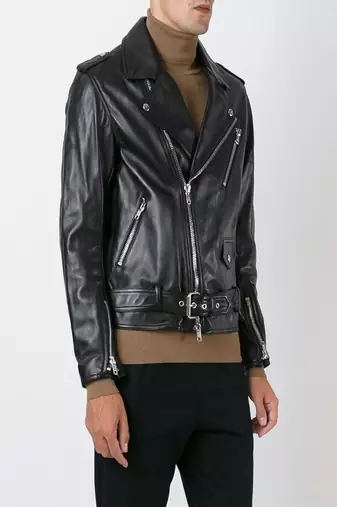 Men’s black leather lambskin- multipal zipper waist belt style