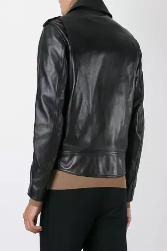 men's black premium lambskin leather jacket adjustable belted waist premium
