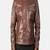 Men’s brown genuine leather jacket-front zip closure with snap-button placket style
