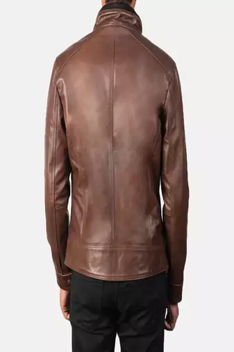 men's brown lambskin leather jacket classic zip front style