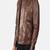 Men’s brown genuine leather jacket-front zip closure with snap-button placket style