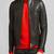 men’s black leather jacket-quilted shoulder & zipper style