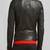 men’s black leather jacket-quilted shoulder & zipper style