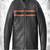 men’s black leather jacket –2strip red harley davidson style straight chain