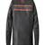 men’s black leather jacket –2strip red harley davidson style straight chain