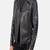 men’s vincent black leather biker jacket-  white contrast stitching style