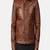 Men’s brown leather biker jacket – button & 2 pocket style