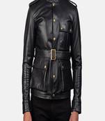 men’s black shining leather jacket –2 envelope style pocket