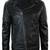 Mens black lamskin leather jacket -quilted shoulder & cross zipper style