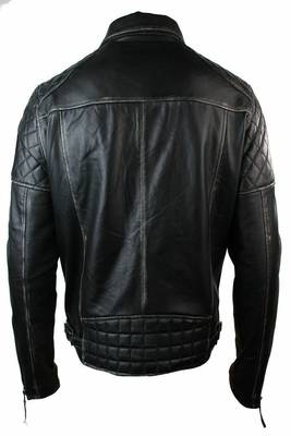 men's black premium lambskin leather jacket quilted shoulder detailing premium 3