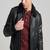 Men's black lambskin leather jacket - soft collar 2 pocket style