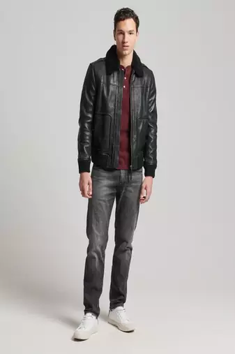 men's black lambskin leather jacket classic zip up style modern premium