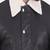 Men’s black  genuine leather jacket – feather coller & snap button style