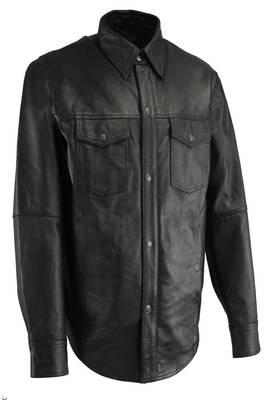 men's black lambskin leather jacket snap button front closure premium 1