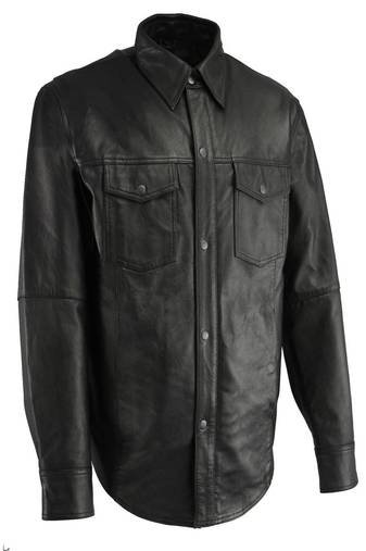 men's black lambskin leather jacket snap button front closure premium
