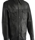 Men’s black  genuine leather jacket – snap button & 2 pocket style