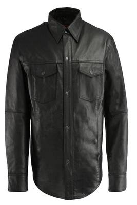 men's black lambskin leather jacket snap button front closure premium 2