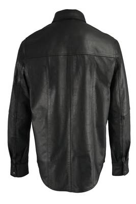 men's black lambskin leather jacket snap button front closure premium 3