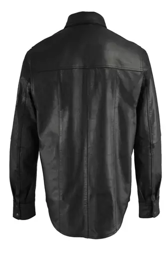 men's black lambskin leather jacket snap button front closure premium